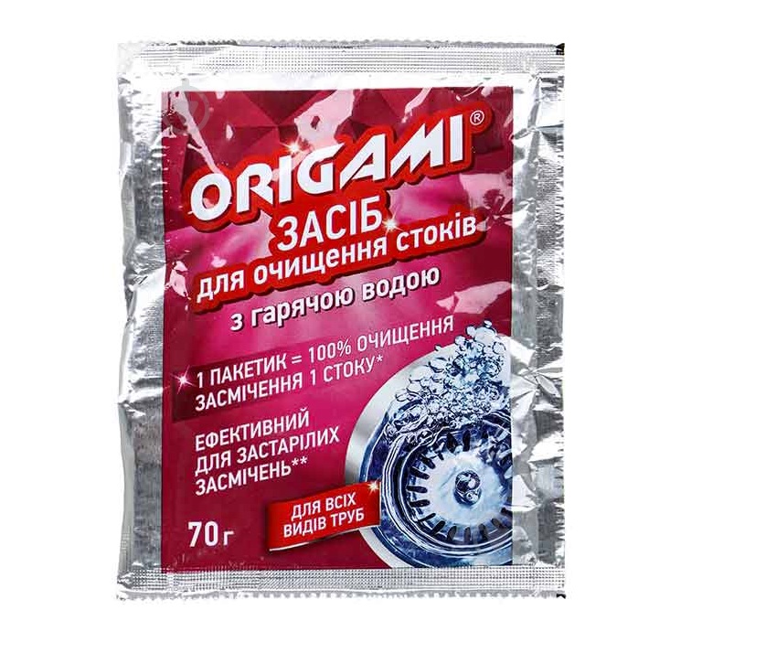 Засіб для прочистки стоків ORIGAMI з гарячою водою, 70 г, гранули